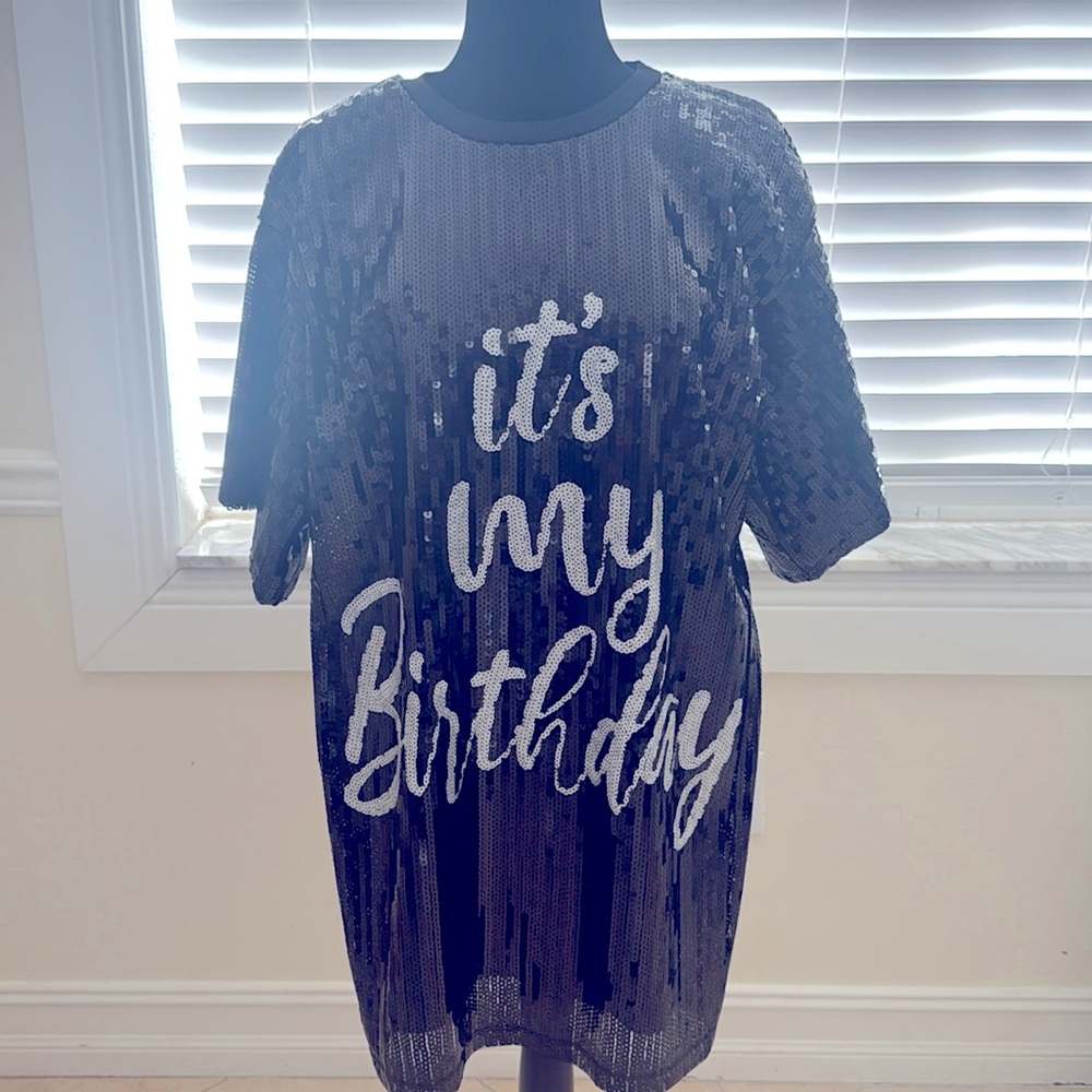 Sequin mini dress (or long short) it’s my birthday NWT